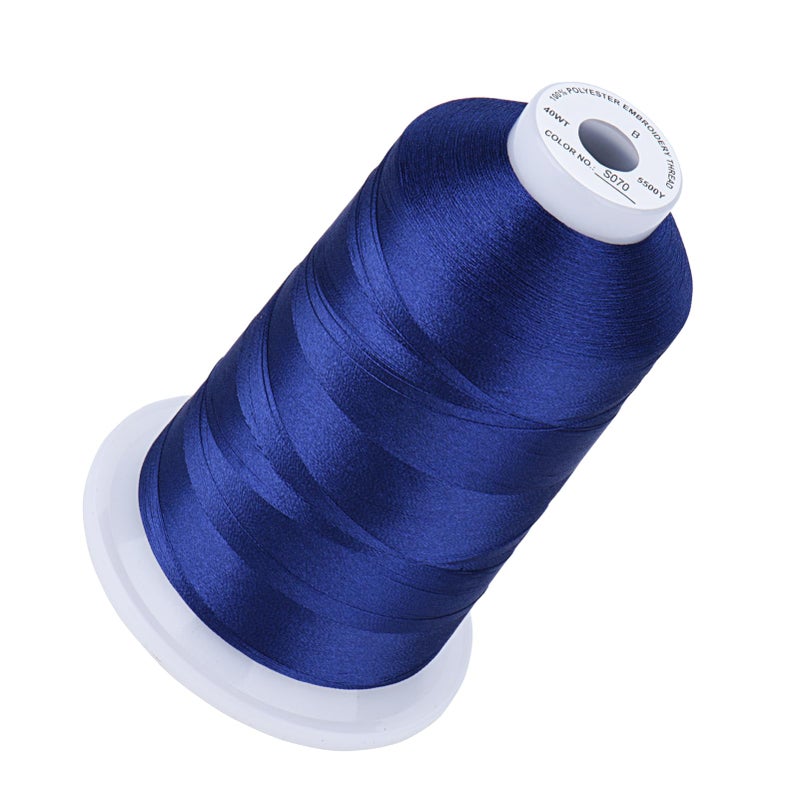 Simthread 5500Yds Embroidery Thread, 5000M High-Yardage 40WT 100% Polyester Thread - 170+ Vivid Colors, High-Speed Rated - Compatible with Brother, Singer, Janome & More - Indigo Blue S070 - Image 1